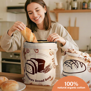 Sac de conservation réutilisable en coton et cire d'abeille pour <span class=keywords><strong>pain</strong></span> au levain, avec logo et motifs personnalisés OEM, pour garder les aliments frais - Product Image 3