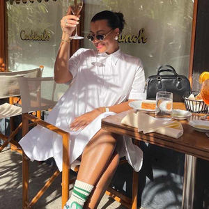 Abbigliamento da <span class=keywords><strong>donna</strong></span> 2025 alla moda abiti estivi Casual manica corta in cotone bianco Chemise Femme <span class=keywords><strong>Polo</strong></span> abito da <span class=keywords><strong>donna</strong></span> - Product Image 3