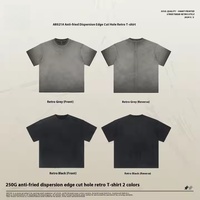 T-shirts Rétro Homme 100% Coton Anti-Déchirures Bords Coupés Effet Usé Décontracté pour Printemps-Été