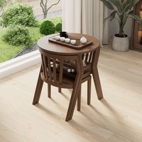 Ensemble de table et chaises de balcon en bois massif, style minimaliste moderne, trois pièces, avec petite table à thé pour l'ameublement de la maison