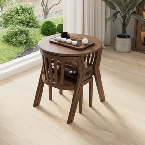 Conjunto de <span class=keywords><strong>Mesa</strong></span> y Sillas de Balcón de Tres Piezas de Madera Maciza, Estilo Moderno y Minimalista, con <span class=keywords><strong>Mesa</strong></span> Pequeña para Té, para Muebles de Hogar - Product Image 1