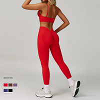 Set Yoga ketat tanpa kelim, Set Yoga ketat tanpa kelim dengan efek Cinching pinggang dan pelangsing, setelan Fitness cepat kering, lari luar ruangan dan olahraga tiga Pie