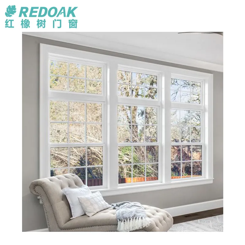 Redoak jendela isolasi penahan panas kaca Tempered ganda Windows benturan Aluminium keamanan tinggi gaya Amerika