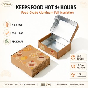 Boîte d'expédition isotherme en kraft avec feuille d'aluminium imprimée sur mesure pour la livraison <span class=keywords><strong>de</strong></span> plats chauds, pizzas, gâteaux, boulangerie et préparation <span class=keywords><strong>de</strong></span> repas - Product Image 1