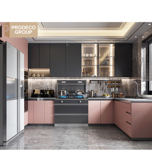 Proyecto de Villa Independiente en Forma de <span class=keywords><strong>L</strong></span>, Juego de Muebles de Cocina de PVC Impermeables, Diseño Moderno, Muebles de Cocina para el Hogar, Almacenamiento de Cocina - Product Image 3