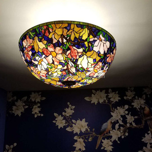 Lámpara colgante de diseño floral Magnolia para el hogar, luz de gran tamaño personalizada de estilo <span class=keywords><strong>Tiffany</strong></span> para Hotel y salón - Product Image 4