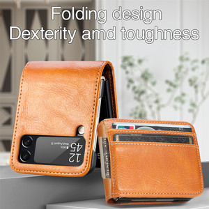 Porte-cartes portefeuille étui en cuir pour <span class=keywords><strong>Samsung</strong></span> <span class=keywords><strong>Galaxy</strong></span> <span class=keywords><strong>Z</strong></span> Flip 3 Flip4 <span class=keywords><strong>5G</strong></span> Flip 4 <span class=keywords><strong>Flip3</strong></span> anti-dérapant mat sentiment plaine couverture de téléphone - Product Image 4
