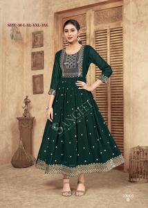 ชุดเดรสเคอร์ติยาวลาย Georgette แบบเทียมพร้อมซับในผ้าฝ้ายติดด้านในชุดสตรีจากอินเดีย - Product Image 2