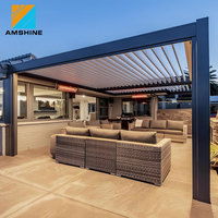Pergola extérieure de luxe en aluminium avec toit à lames motorisées, finition thermolaquée, 9x5m