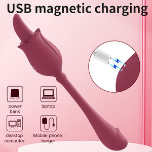 Delove Massage du vagin et du <span class=keywords><strong>sein</strong></span> Vibration forte Baguette à lécher la rose Bâton de massage Massage de la langue Gode Vibrateur Jouet adulte pour femmes - Product Image 6