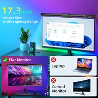 Lumière de moniteur suspendue circulaire en aluminium plat de 44 cm, cinq couleurs RGB, rétroéclairage tactile réglable, 5 W, installation magnétique