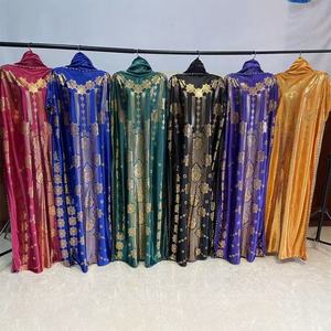 Nouvelle <span class=keywords><strong>Robe</strong></span> Longue Africaine Décontractée Grande Taille en Fausse Fourrure Brillante sans Manches, Col Unique Doré Estampé, Style Dashiki - Product Image 2