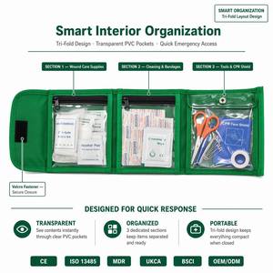 Botiquín de Primeros Auxilios Plegable, Compacto, de Tres Pliegues, Bolsa Médica de Emergencia, CE ISO 13485, Manual, 5 Años de Garantía, Logotipo Personalizado, para Viajes - Product Image 5