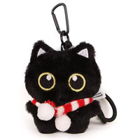 Portachiavi con gatto nero 3D Kawaii e carino, morbido, mini, peluche, ciondolo, accessori all'ingrosso