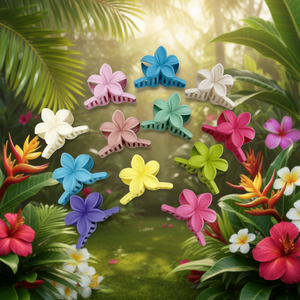 Fermaglio per capelli Frosted Frangipani da 9 cm a forma di fiore colorato per donne e ragazze, accessori per capelli - Product Image 3