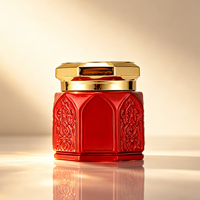 Pot cosmétique hexagonal haut de gamme en verre doré gaufré avec capuchon en plastique, personnalisable, pour poudre libre – Meilleure vente au Moyen-Orient