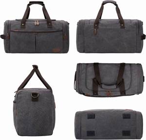 Sac de voyage en toile de coton 45L, sac de week-end avec compartiment à chaussures pour hommes - Product Image 4