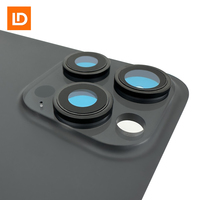 Coque Arrière en Verre Noir pour iPhone 14/15/16, 14/15/16 Plus, 14/15/16 Pro, 14/15/16 Pro Max et 16e