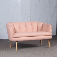 Chaise de loisirs en molleton d'agneau touffeté de style crème simple salon 2 places canapé en bois confortable incurvé semi-circulaire appartements