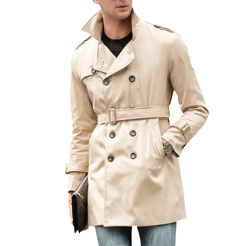 도매 사용자 정의 봄과 가을 새로운 더블 브레스트 트렌치 코트 남자의 패션 잘 생긴 코트 영어 스타일 긴 코트
