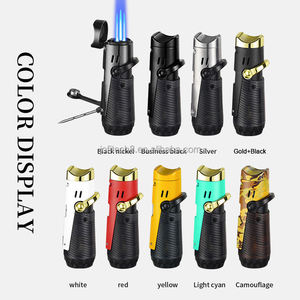 Briquet torche portable JOFI à 3 jets, coupe-vent, rechargeable au gaz butane, poinçon à cigares, accessoires pour fumeurs - Product Image 3