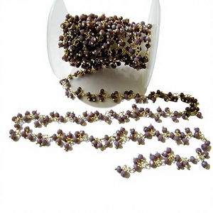 Chaîne de perles facettées en calcédoine lavande, enroulée sur fil, pour la fabrication de bijoux, prix de gros - Product Image 1