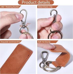 Llavero Rectangular Retro de Cuero PU, con Grabado de Logotipo, Porta Llaves de <span class=keywords><strong>Coche</strong></span>, Llaveros Resistentes con Hebilla Metálica para Colgar - Product Image 3