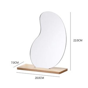 Fabrika sıcak tarzı masa masa çerçevesiz düzensiz dalgalı estetik akrilik makyaj makyaj masası aynası ahşap standı ile - Product Image 2