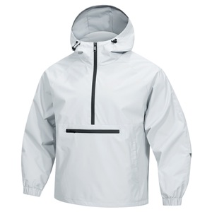 Blouson <span class=keywords><strong>Bomber</strong></span> Décontracté Léger et Coupe-Vent pour <span class=keywords><strong>Homme</strong></span>, Version Coréenne, Demi-Zip, à Capuche, Gris Clair et Noir, Vente en Gros Transfrontalière - Product Image 5