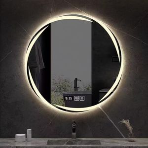 圆形创意发光二极管智能玻璃浴室镜子，可定制颜色，防雾，时间和其他功能。 - Product Image 3