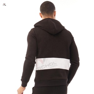Survêtements de jogging unisexes en molleton de coton respirant avec capuche, à rayures latérales gaufrées et personnalisables – Vente en gros - Product Image 3