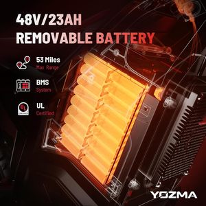 มอเตอร์ไซค์วิบากไฟฟ้า New Yozma มอเตอร์แบบไร้แปรงถ่าน 2600W 48V แบตเตอรี่ 23Ah เบรกไฮดรอลิกเต็มระบบ ความเร็วสูงสุด 40-60 กม./ชม. สำหรับขับขี่ออฟโรด - Product Image 5
