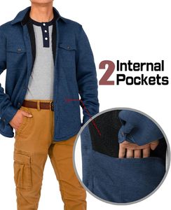 Chemise-veste streetwear pour <span class=keywords><strong>homme</strong></span> grande taille, doublée <span class=keywords><strong>sherpa</strong></span>, boutonnée, à revers, avec poches, vente en gros OEM en vrac - Product Image 6
