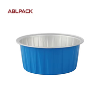 Moule à gâteau miniature en aluminium ondulé rectangulaire bleu de 125 ml avec couvercle en PET, compatible four à micro-ondes, jetable