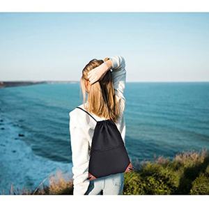 Bolsa con cordón de nuevo estilo con bolsillo frontal con cremallera, mochila plegable para playa, senderismo, gimnasio, uso diario, para adultos y niños - Product Image 6