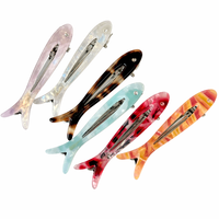 Pinces à cheveux personnalisées en acétate en forme de poisson mignon, pinces à bec de canard à motif animal marbré, pinces à cheveux vintage, vente en gros de pinces à cheveux tendance