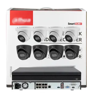 OEM DH 4 8 16 canales POE NVR KIT Detección de movimiento 5MP 6MP 4K HD Visión nocturna a todo color Sistema de cámara de seguridad negra