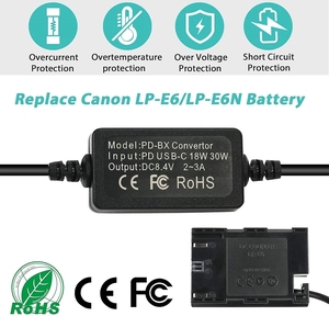 USB-C PD Cable adaptador decodificado ACK-E6 LP-E6 DRE6 para Canon EOS 5D Mark IV II 5DS R 5D4 5D2 5D3 6D 6D2 7D 7D 60D 60Da 70D 80D <span class=keywords><strong>90D</strong></span> - Product Image 2