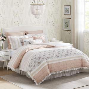 Ensemble de couettes à imprimé floral DB 9 pièces 100% percale de coton Style simple pour mariage à la maison-Disponible en tailles King Super King - Product Image 1