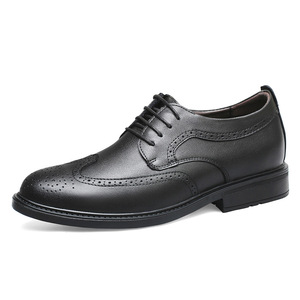 Zapatos Casuales de PU para Hombre, con Suela Gruesa y Elevación Invisible de 8 cm, Estilo Brogue Tallado, para Negocios, Bodas, con Suela de Goma - Product Image 2