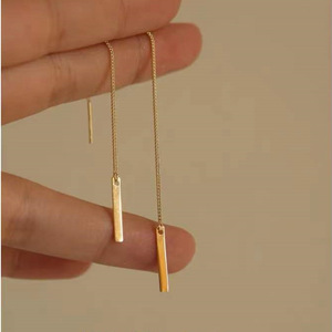 Minimalist Design Engagement Wedding Anniversary Zircon S925 Sterling Silver 14k Gold Plated Tassel Classic <b>Stud</b> <b>Earrings</b> <b>Fine</b> - Product Image 3