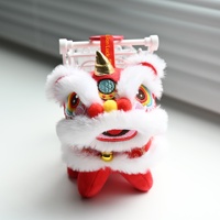 Nouvelle figurine en peluche mini lion de danse du lion de style chinois pour le Nouvel An - 14 cm, porte-clés et breloque de sac