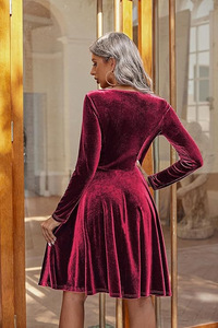 <span class=keywords><strong>Vestidos</strong></span> <span class=keywords><strong>de</strong></span> Terciopelo al por Mayor para Mujer, <span class=keywords><strong>Elegantes</strong></span>, Diseño Personalizado, Manga Larga, Espalda Descubierta, Vestido <span class=keywords><strong>de</strong></span> <span class=keywords><strong>Fiesta</strong></span> Formal Corto - Product Image 3