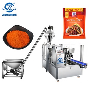 Máquina Envasadora de Bolsas Preformadas con Dosificador de Tornillo para Condimento de <span class=keywords><strong>Taco</strong></span> de Chile y Cúrcuma en Polvo de 100g y 1kg, Bolsa Doypack con Cierre - Product Image 1