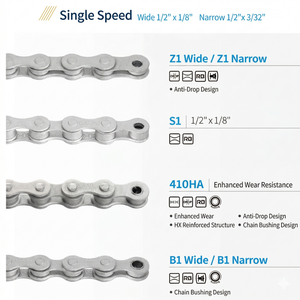 Chaînes de vélo à <span class=keywords><strong>prix</strong></span> compétitif en gros, 1/2"*1/8", simple vitesse, 7, 9, 11, 12 vitesses, couleur naturelle - Product Image 4