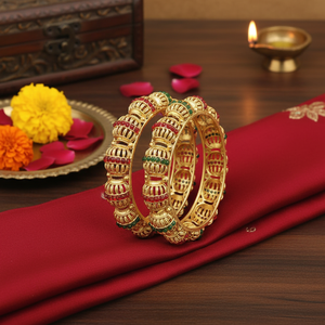 Premium Pota Stone <b>Bangles</b> <b>Set</b> Elegant Fine Jewelry Designer Traditional Ethnic <b>Bangle</b> Collection - Product Image 3