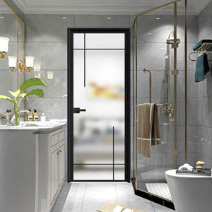 Custom Durable Indoor and Outdoor Thermal Broken Aluminum Narrow Casement Door <strong>Double</strong> Glass Flat <strong>Opening</strong> Swing Door for House - Product Image 4