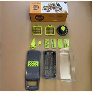 Cortador de Verduras Manual MD de 16 Piezas, Color Gris, Herramienta de Cocina con Cuchillas de Acero Inoxidable, Sostenible y Fácil de Limpiar, para Preparación de Vegetales - Product Image 6