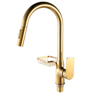 Luxury Gold Kitchen Brass Single Lever Cold and Hot Water Pull Out Sprayer Kitchen AT9408G Kitchen - Product Image 3