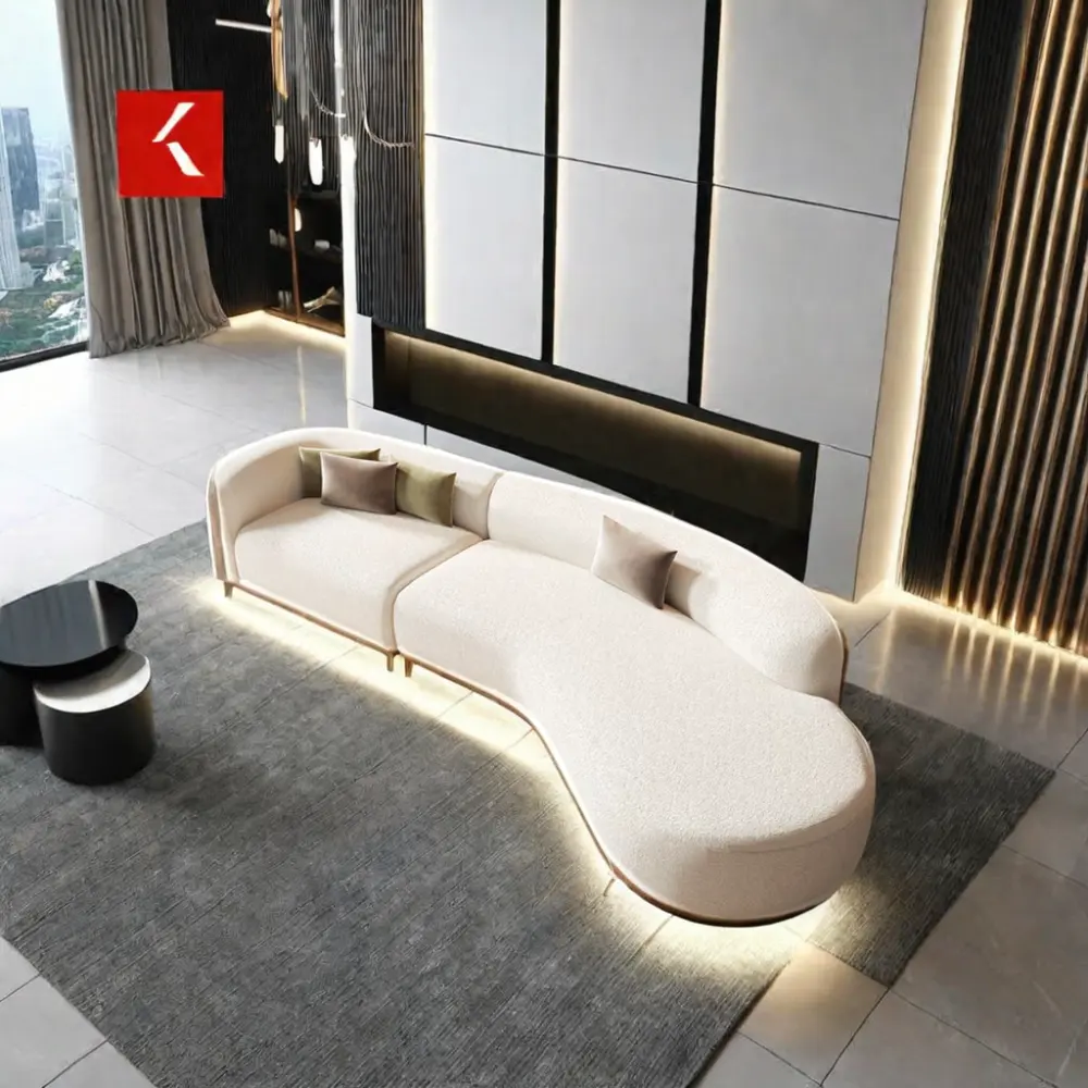 Modern oturma odası kumaş kombinasyonu mobilya kanepe büyük l-şekilli kanepe